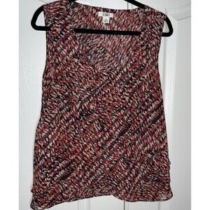 Cato Top XL Multicolor Sleeveless Blouse Ruffles Layered Pattern Flowy Chic Tank